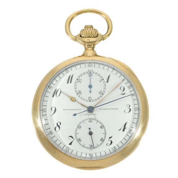 Swiss 18 carat gold open faced lever chronograph Circa 1905