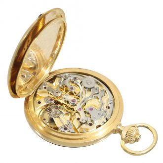 Swiss 18 carat gold open faced lever chronograph Circa 1905