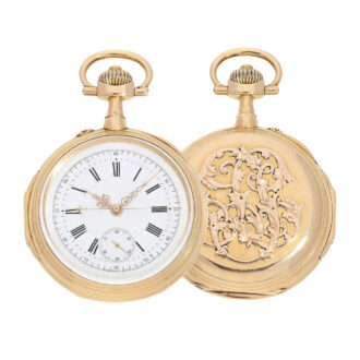 Swiss gold Louis XV single button chronograph Circa 1885