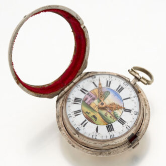 Dutch silver verge watch with mock pendulum Circa 1750