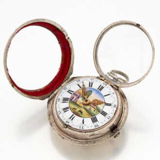 Dutch silver verge watch with mock pendulum Circa 1750