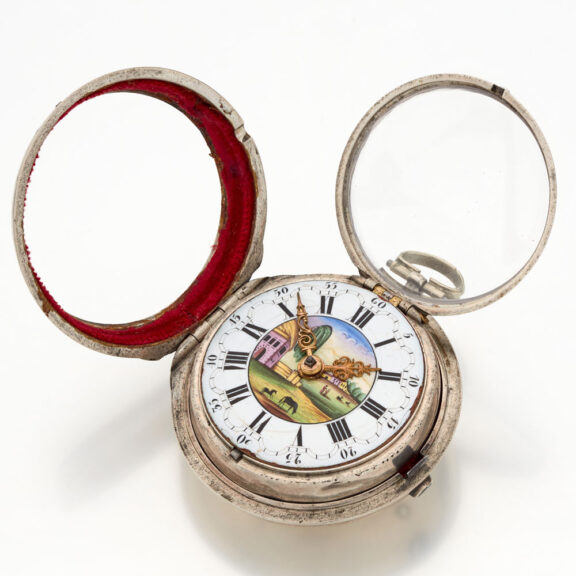 Dutch silver verge watch with mock pendulum Circa 1750 Dutch silver verge watch with mock pendulum Circa 1750