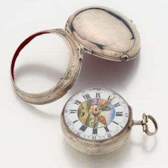 Dutch silver verge watch with mock pendulum Circa 1750