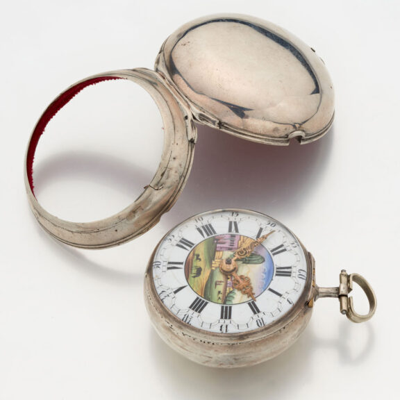 Dutch silver verge watch with mock pendulum Circa 1750 Dutch silver verge watch with mock pendulum Circa 1750