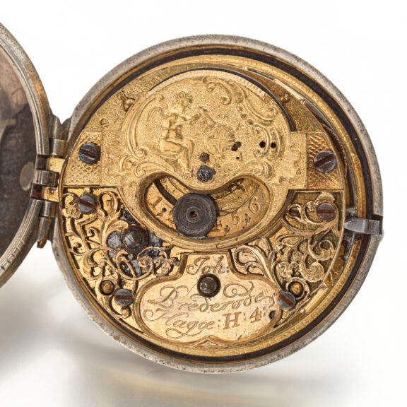 Dutch silver verge watch with mock pendulum Circa 1750 Dutch silver verge watch with mock pendulum Circa 1750