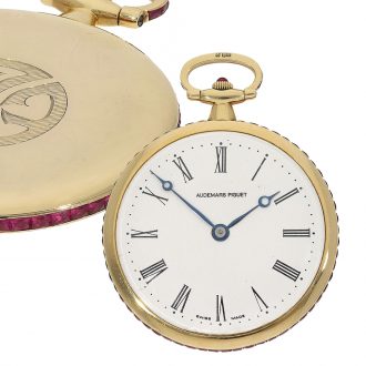 Swiss 18 Carat gold dress watch with ruby setting Circa 1951