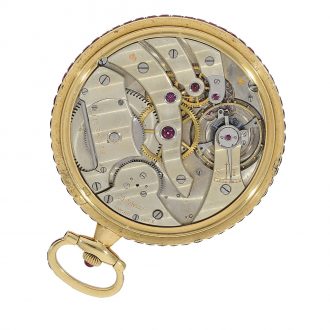 Swiss 18 Carat gold dress watch with ruby setting Circa 1951