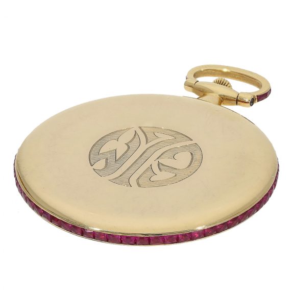 Swiss 18 Carat gold dress watch with ruby setting Circa 1951 Swiss 18 Carat gold dress watch with ruby setting Circa 1951