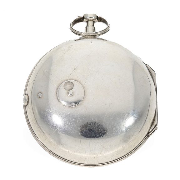 English silver pocket watch with enamelled cock Circa 1720 English silver pocket watch with enamelled cock Circa 1720