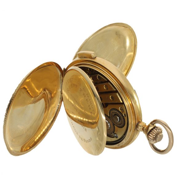 Swiss 18 carat gold full hunter cased minute repeater watch Circa 1910 Swiss 18 carat gold full hunter cased minute repeater watch Circa 1910