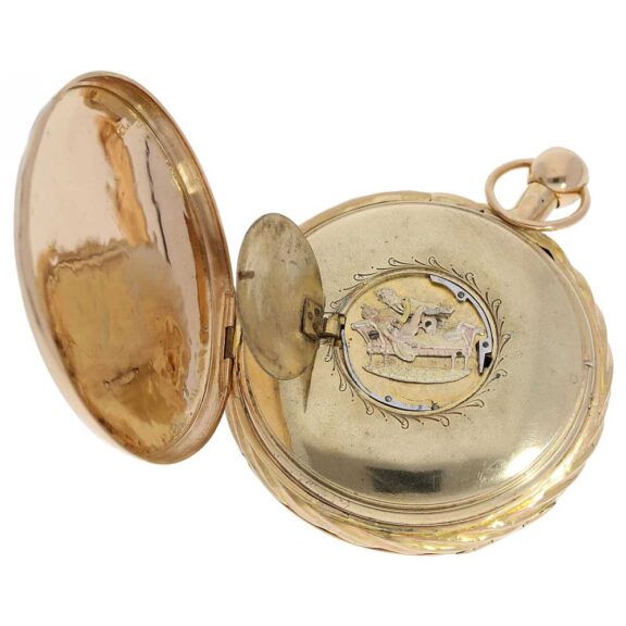 French gold repeater with hidden erotic automaton Circa 1820 French gold repeater with hidden erotic automaton Circa 1820