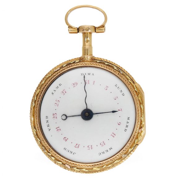 Probably French 18 Carat gold double sided verge watch Circa 1760