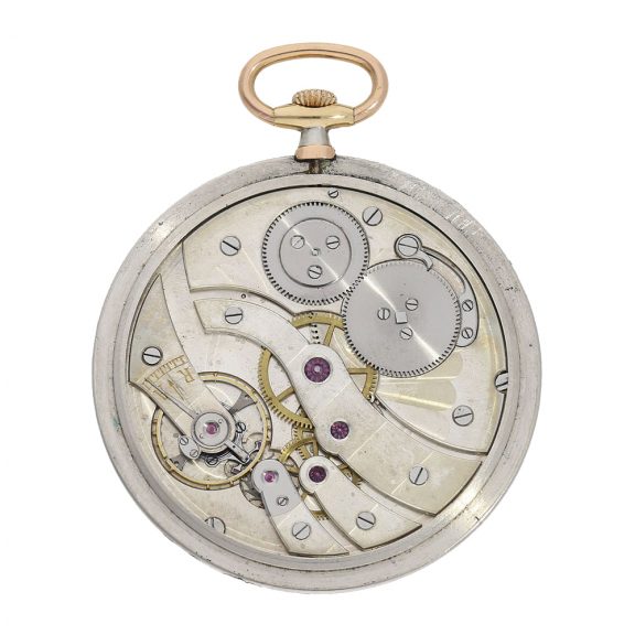 Swiss platinum and gold open faced lever dress watch Circa 1920 Swiss platinum and gold open faced lever dress watch Circa 1920