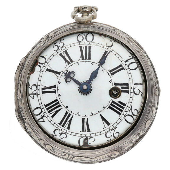 French early repoussé double case verge watch Circa 1735