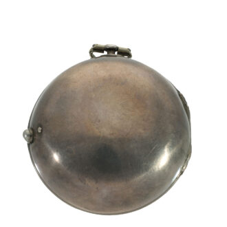 English large silver watch with mock pendulum Circa 1715