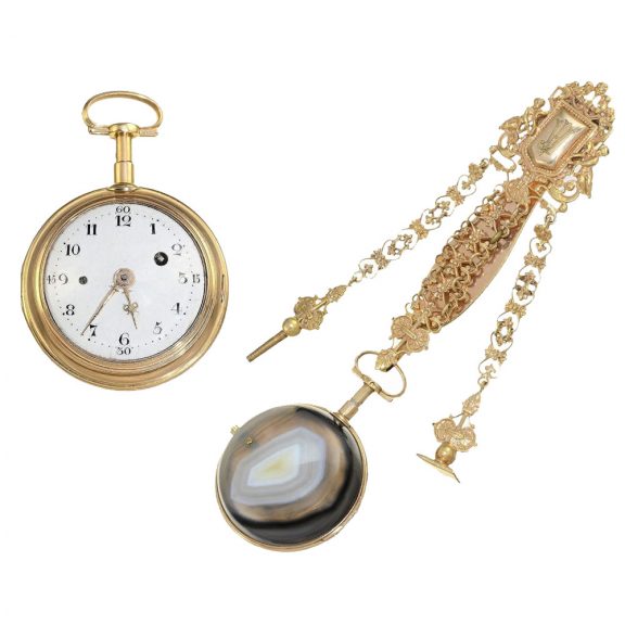 High quality French 20 Carat gold and agate pocket watch Circa 1770 High quality French 20 Carat gold and agate pocket watch Circa 1770