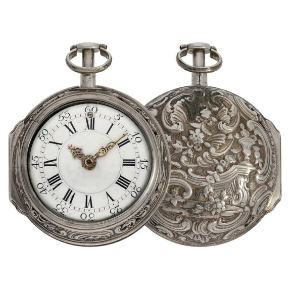 German repoussé double case verge watch Circa 1770