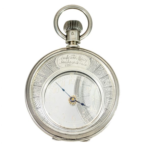 Swiss silver watch 'Mysterieuse' glazed on both sides 1890