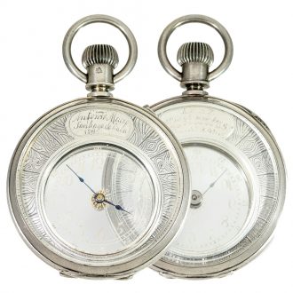 Swiss silver watch 'Mysterieuse' glazed on both sides 1890