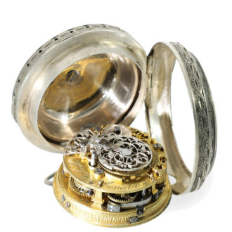 German silver pair cased quarter repeating watch Circa 1750
