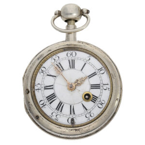 Rare German silver clock with one eighth repetition on bell Circa 1750