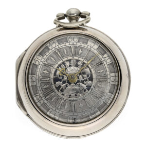 English silver pocket watch with astronomical calendar Circa 1736