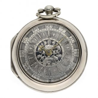 English silver pocket watch with astronomical calendar Circa 1736