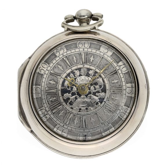 English silver pocket watch with astronomical calendar Circa 1736
