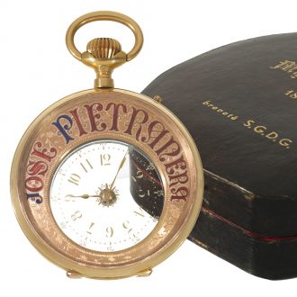 Swiss gold unique unusual ‘Mysterieuse’ in original box Circa 1888
