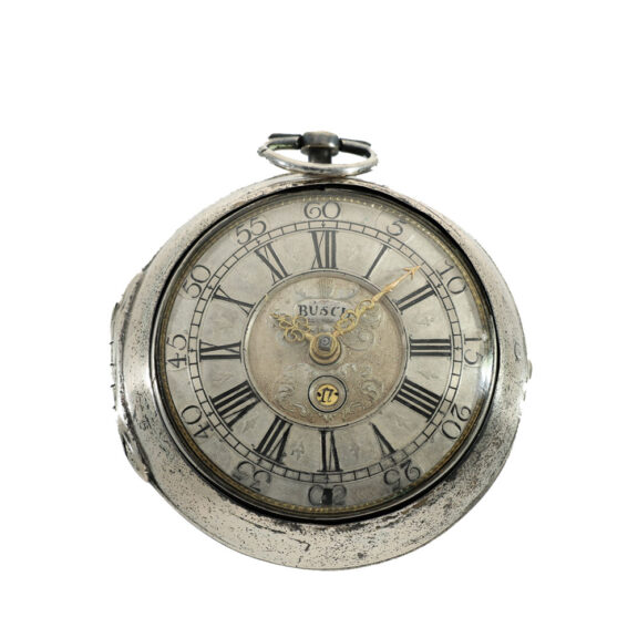 German silver early pocket watch with date Circa 1714