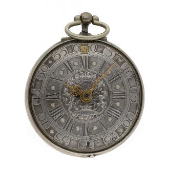 Magnificent German silver repoussé verge watch with chatelaine Circa 1690