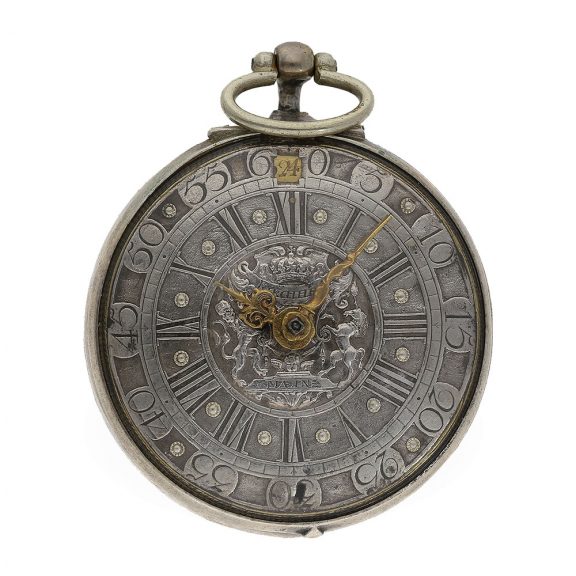 Magnificent German silver repoussé verge watch with chatelaine Circa 1690 Magnificent German silver repoussé verge watch with chatelaine Circa 1690