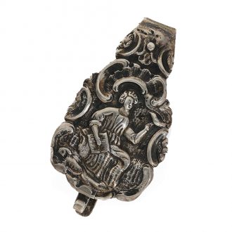 Magnificent German silver repoussé verge watch with chatelaine Circa 1690