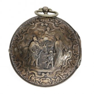 Magnificent German silver repoussé verge watch with chatelaine Circa 1690