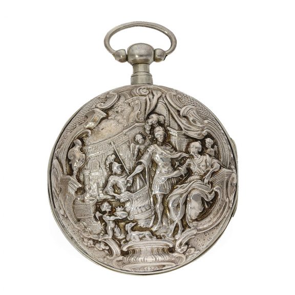 English silver bag watch with false pendulum Circa 1700 English silver bag watch with false pendulum Circa 1700