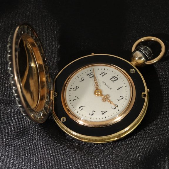 Swiss 18 carat gold and enamel with diamonds Circa 1925