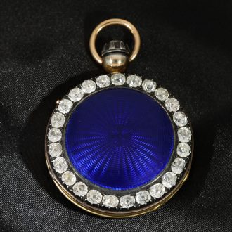 Swiss 18 carat gold and enamel with diamonds Circa 1925