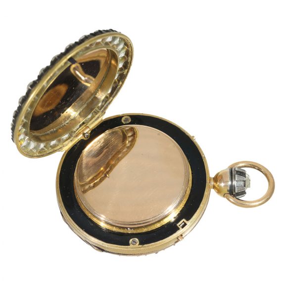 Swiss 18 carat gold and enamel with diamonds Circa 1925 Swiss 18 carat gold and enamel with diamonds Circa 1925