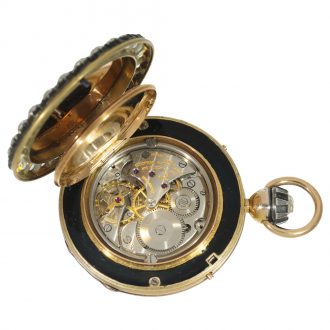 Swiss 18 carat gold and enamel with diamonds Circa 1925