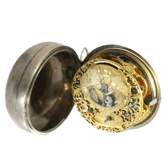 Dutch silver early verge watch with mock pendulum Circa 1730 Dutch silver early verge watch with mock pendulum Circa 1730