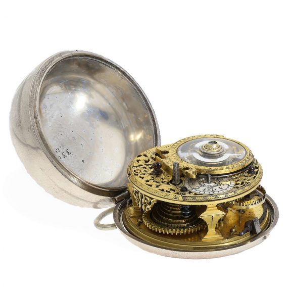 English pocket watch with rock crystal cock Circa 1700 English pocket watch with rock crystal cock Circa 1700