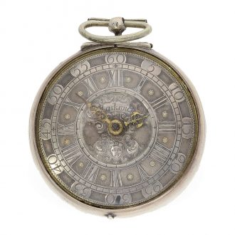English pocket watch with rock crystal cock Circa 1700