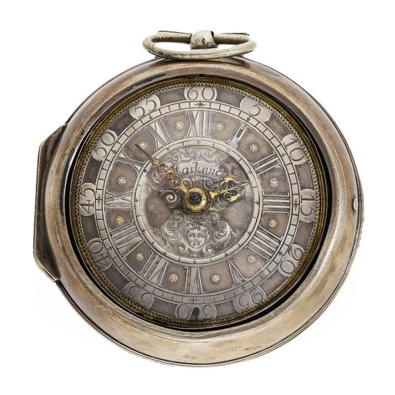 English pocket watch with rock crystal cock Circa 1700