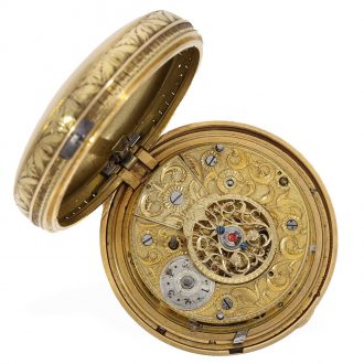 English large 18 Carat gold double case verge watch Circa 1800