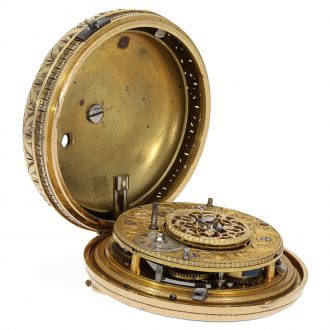 English large 18 Carat gold double case verge watch Circa 1800