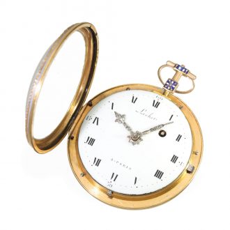 French 18 carat gold and enamelled verge watch Circa 1795