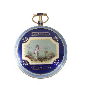 French 18 carat gold and enamelled verge watch Circa 1795