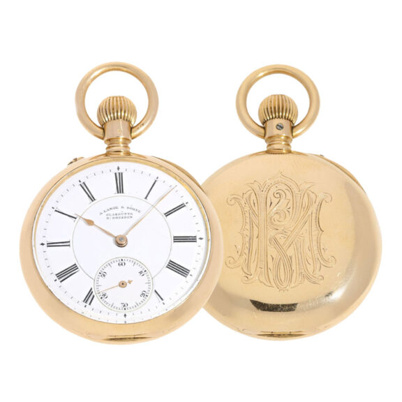 German gold lady's pocket watch with monogram Circa 1896