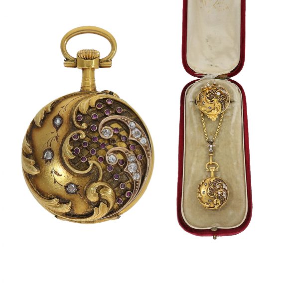 French very fine ‘Louis XV’ style chatelaine watch set with brilliants Circa 1890 French very fine ‘Louis XV’ style chatelaine watch set with brilliants Circa 1890