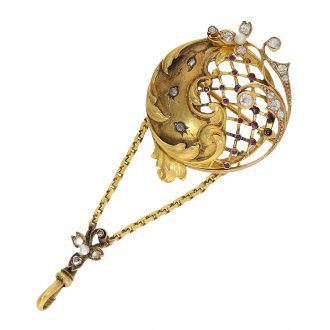French very fine ‘Louis XV’ style chatelaine watch set with brilliants Circa 1890